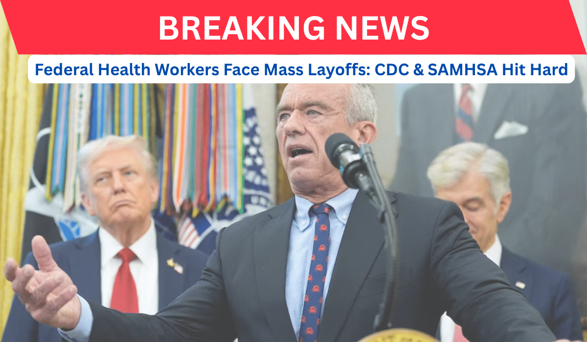 Federal health agency firings October 2025 press conference with government officials announcing CDC employee terminations and SAMHSA staff layoffs during government shutdown