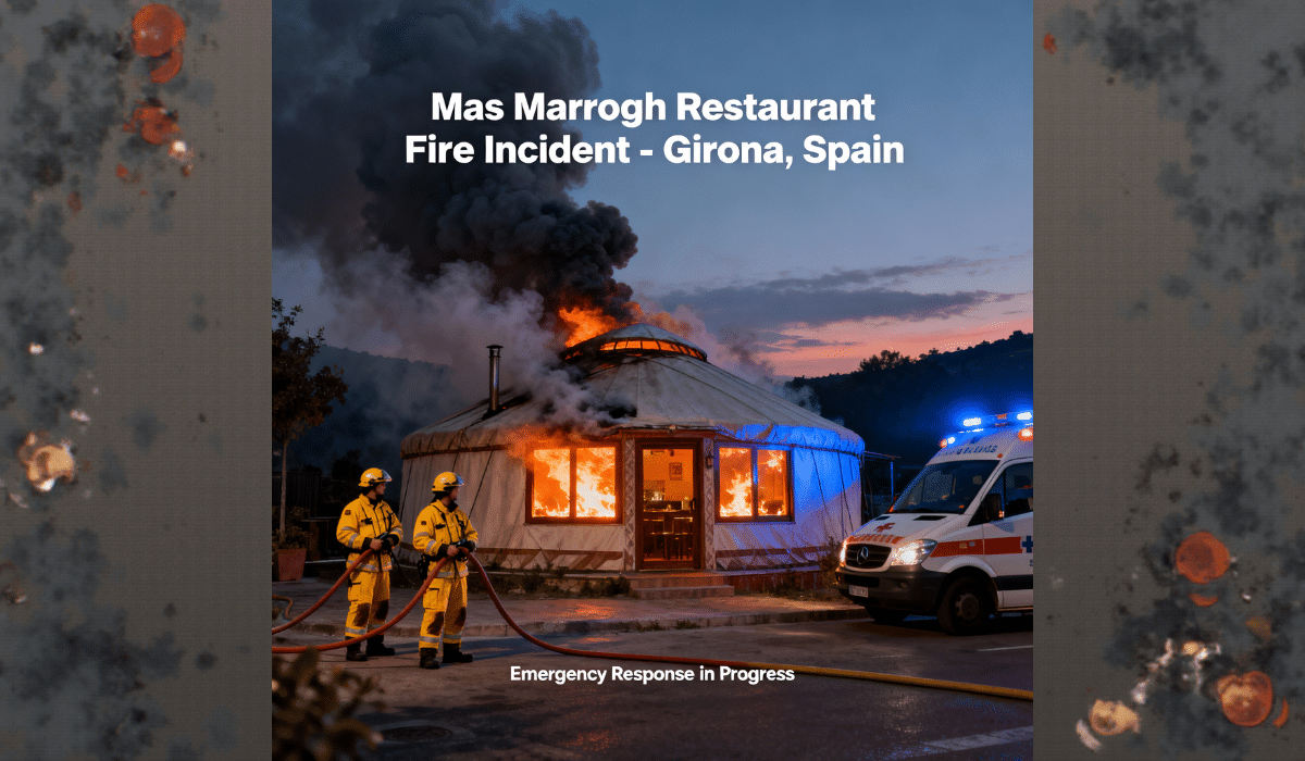 Mas Marrogh restaurant fire incident Girona Spain emergency response updates